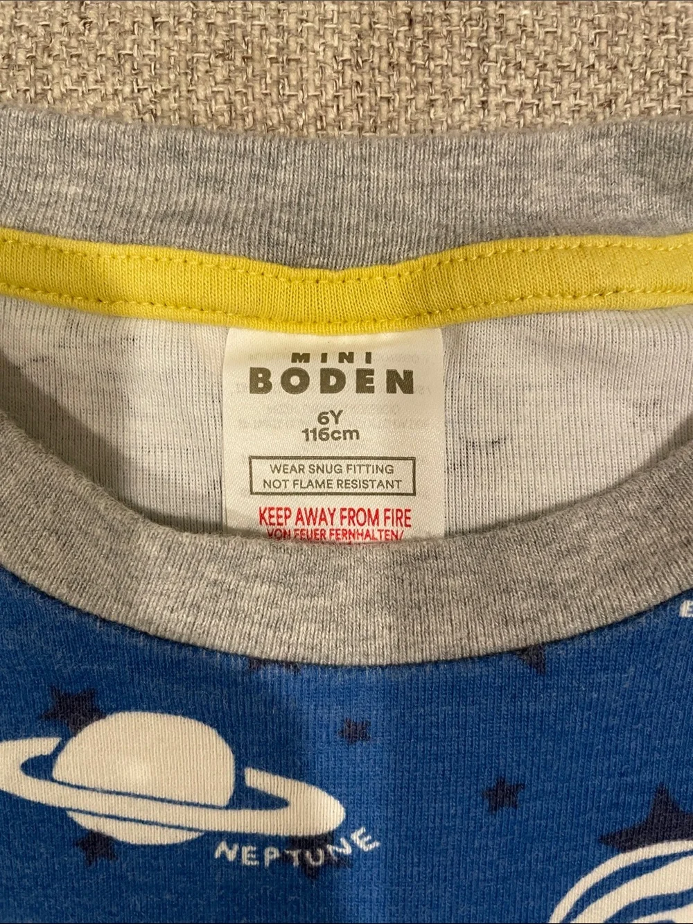 Mini Boden Blue Planet Print glow-in-the dark pajama set